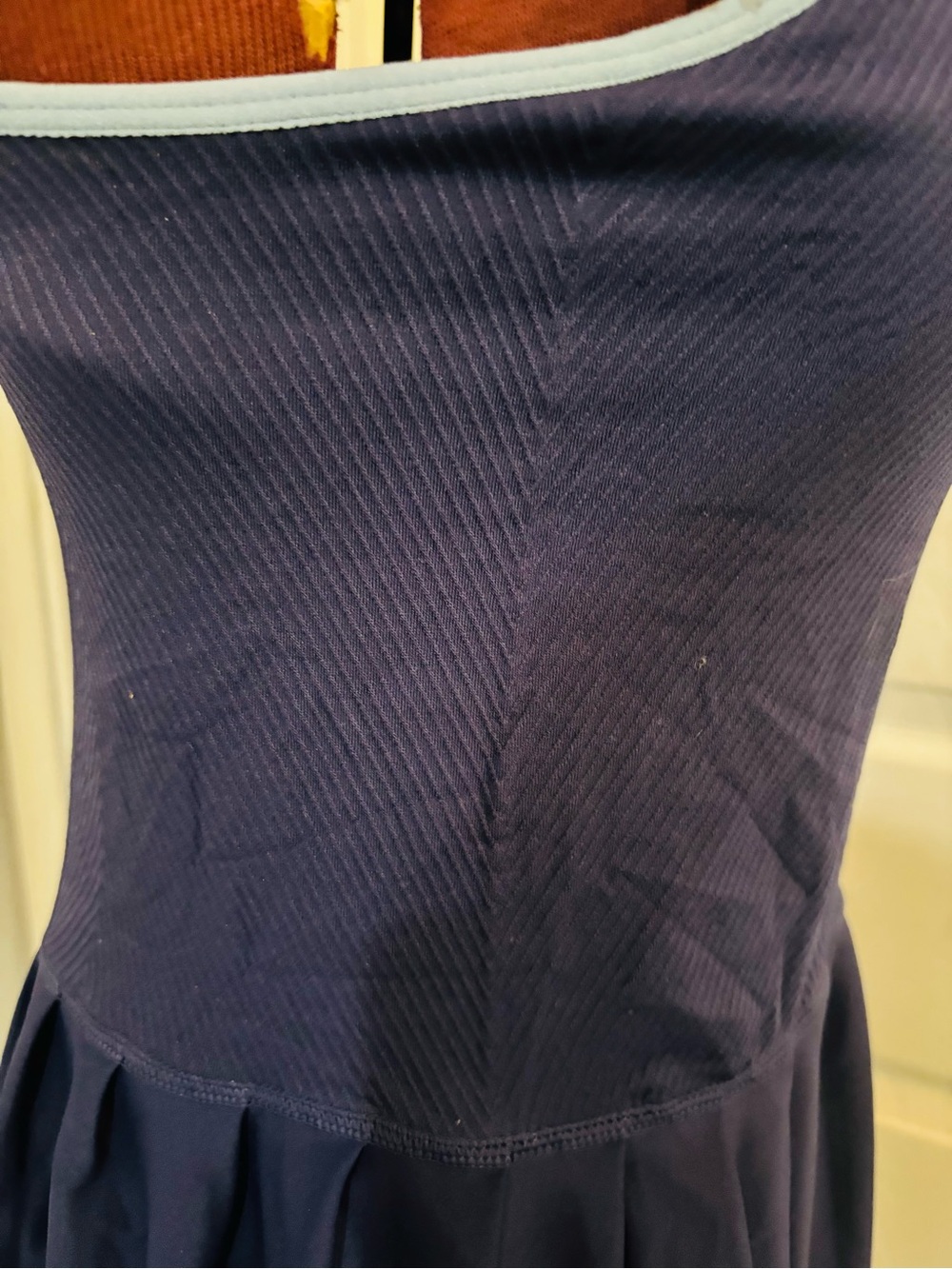 Navy Blue Racerback Tennis Dress with Contrast Trim - Picture 7 of 9